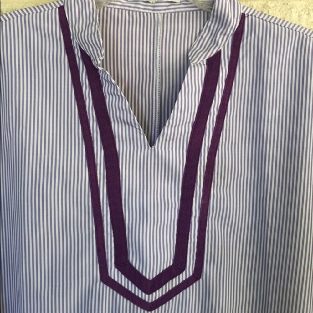 Poseca Housedress Purple Stripe Nap Dress L - image 4